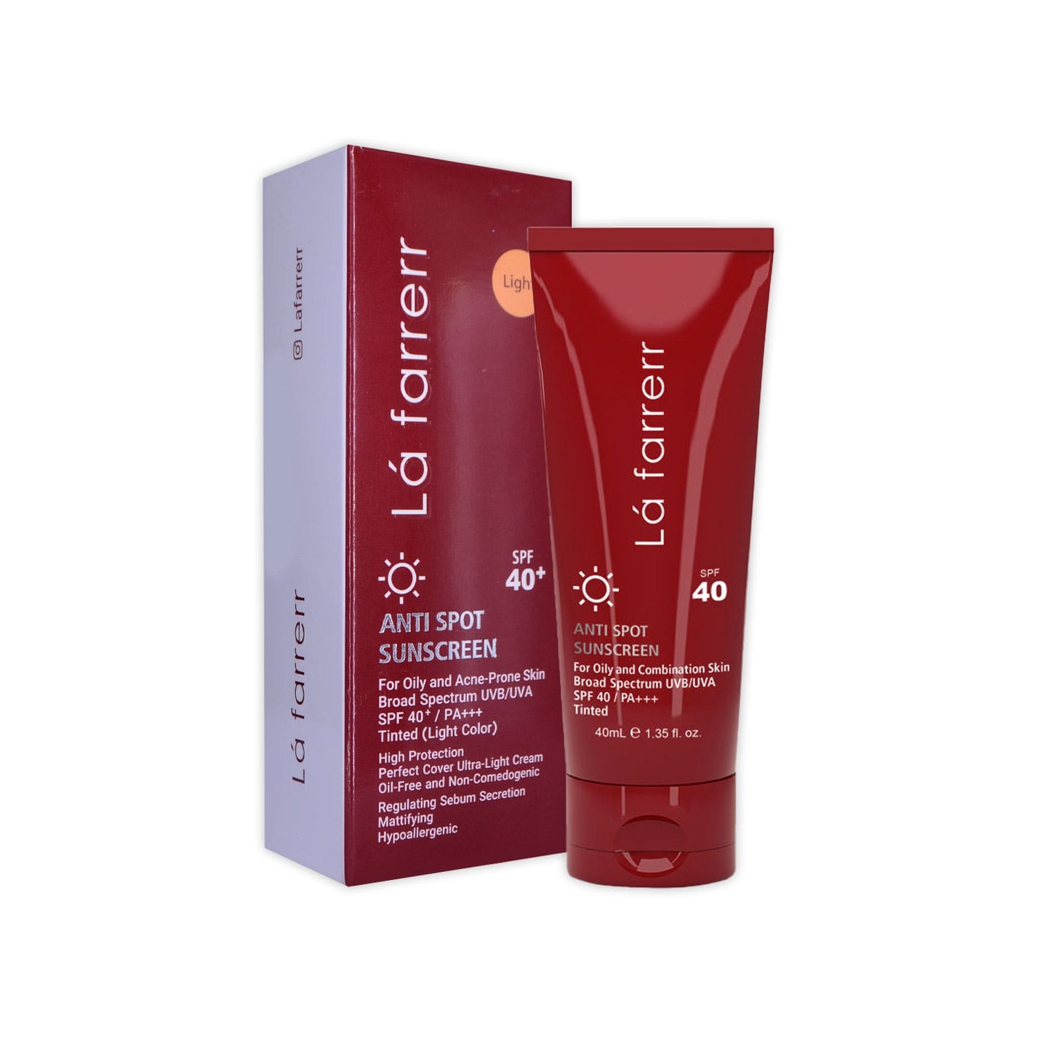 کرم ضدآفتاب و ضدلک رنگی لافارر (مخصوص پوست چرب و مستعد آکنه) 40میل SPF40+ نمای ۲