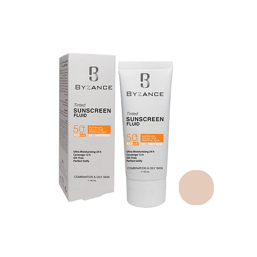 ضد آفتاب رنگی فلوئیدی پوست چرب بیزانسSPF۵۰