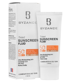 ضد آفتاب رنگی فلوئیدی پوست چرب بیزانسSPF۵۰