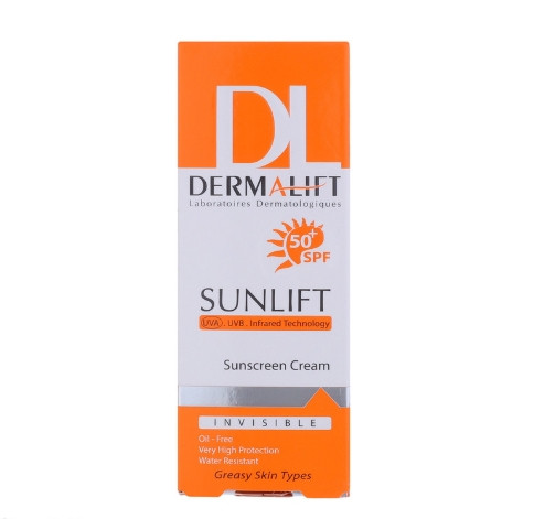 کرم ضدآفتاب غیررنگی SPF50+ پوست های چرب درمالیفت