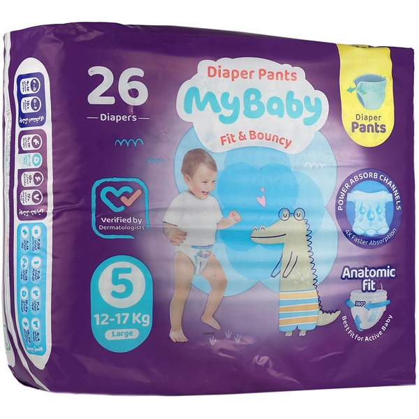 پوشک شورتی کانال دار سایز 5 ( 12 تا 17 کیلوگرم ) مای بیبی