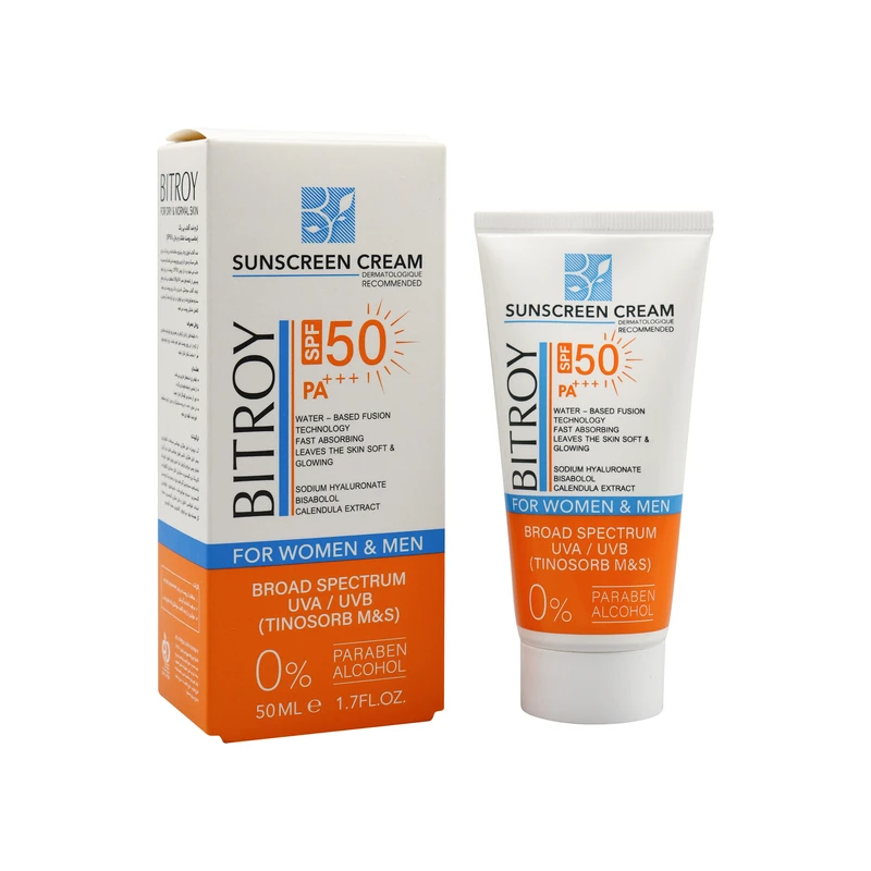 کرم ضد آفتاب بدون رنگ بیتروی SPF 50 مدل فیوژن واتر ‌مناسب پوست‌های چرب حجم 50 میلی‌لیتر