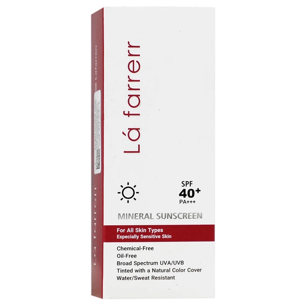 کرم ضد آفتاب مینرال انواع پوست SPF40 لافارر رنگی
